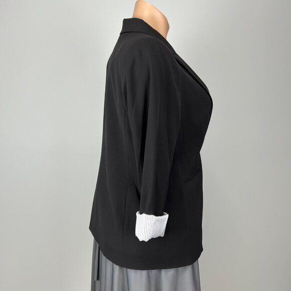 Tahari ASL Womens Plus Black 2 Button Roll Tab Jacket Career Blazer size 18W - Picture 8 of 15
